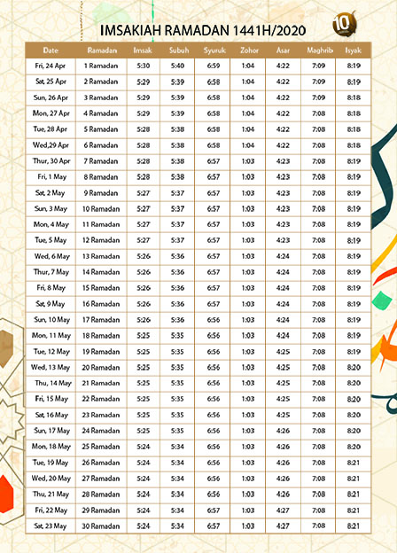 Imsakiah Ramadan 1441H/2020 – Al-Mawaddah Mosque